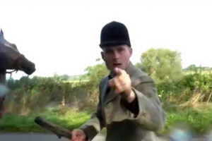 Shocking moment fox hunter ‘attacks a demonstrator while wielding a whip’