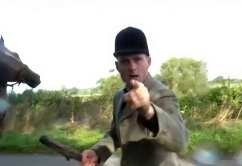 Shocking moment fox hunter ‘attacks a demonstrator while wielding a whip’