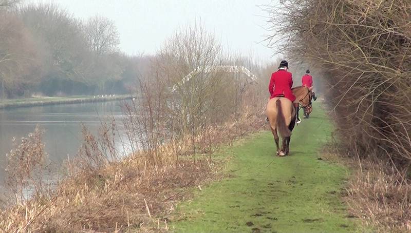 Trespass: Badsworth and Bramham Moor Hunt huntsman Richard Mould and master Nigel Dickson ignore warning signs.