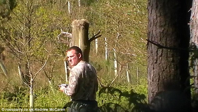 Gamekeeper Ryan Waite was covertly filmed by RSPB cameras re-setting a spring-loaded trap on the Swinton Estate in North Yorkshire